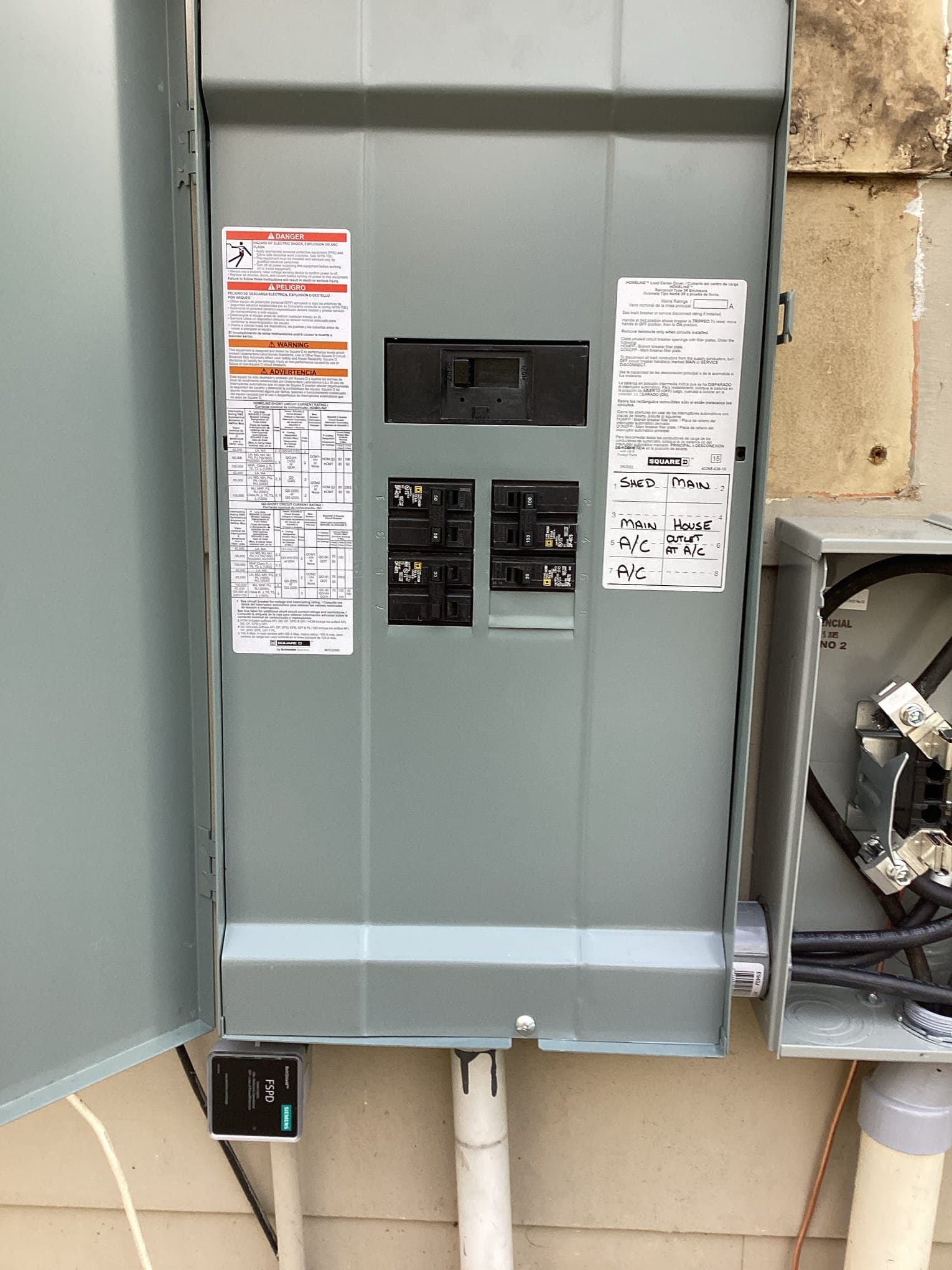 Electrician testing completed meter base & service replacement work